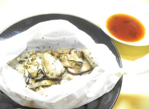 牡蠣とキノコの蒸し焼き